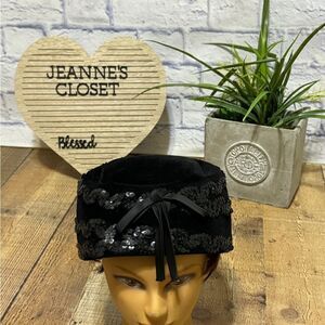 Miss Margo sequin Black Vintage Hat